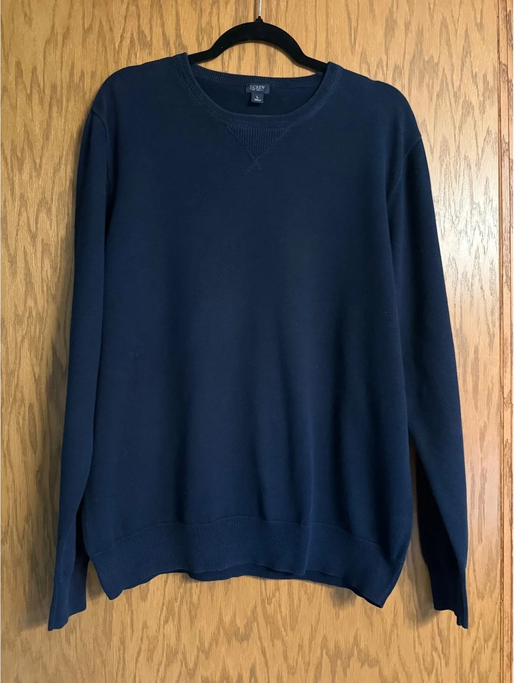 J.Crew Men’s Black Crewneck Cotton Sweater Size L 100% Cotton Classic Pullover